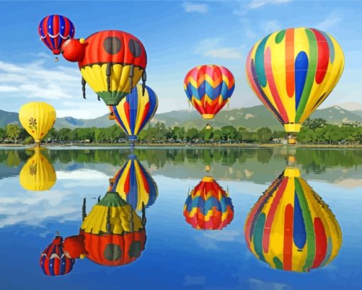 Albuquerque Hot Air Balloons Reflection paint by number