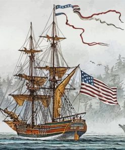 American Tall Ships Flag Art Paint by number