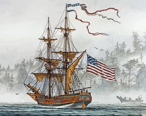 American Tall Ships Flag Art Paint by number