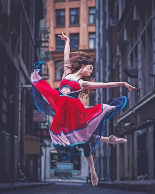 Ballerina Dancing In Street paint by number