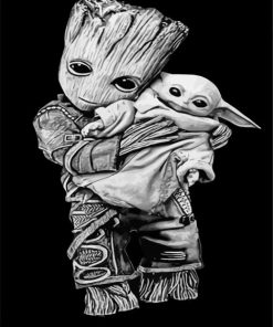 Black And White Groot And Baby Yoda paint by number