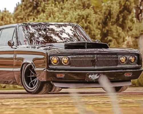 Black Dodge Coronet paint by number