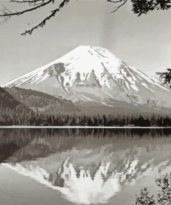 Black And White Mount St Helens paint by number