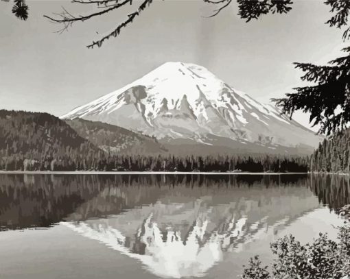 Black And White Mount St Helens paint by number