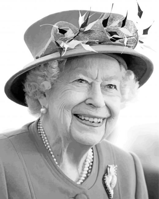 Black And White Queen Elizabeth paint by number