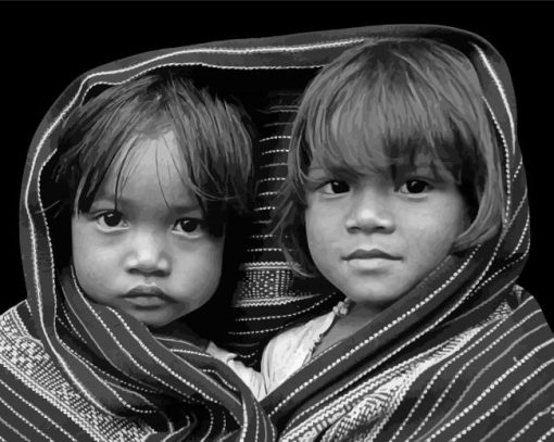 Black And White Children paint by number