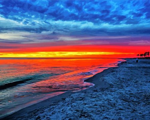 Captiva Island Beach At Sunset paint by number