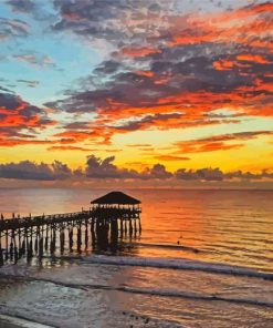 Cocoa Beach Pier Sunset paint by number