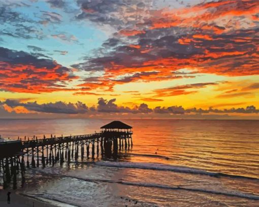 Cocoa Beach Pier Sunset paint by number