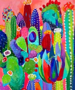 Colorful Cactus Plants paint by number