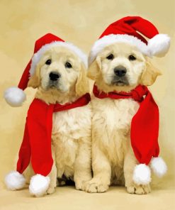 Cute Christmas White Labradors Paint by number