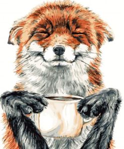 Cute Fox With Coffee paint by number