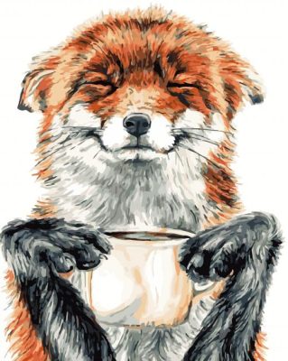 Cute Fox With Coffee paint by number