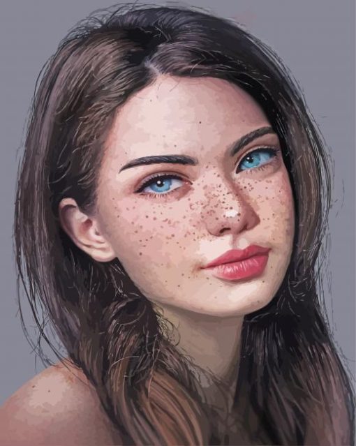 Cute Girl With Freckles Art paint by number
