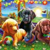 Dogs In Garden Picnic paint by number
