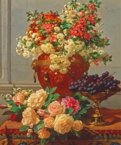 Flowers In Vase And Fruit Jean Baptiste Robie paint by number