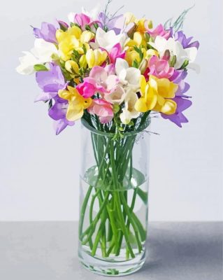 Freesias In Vase paint by number