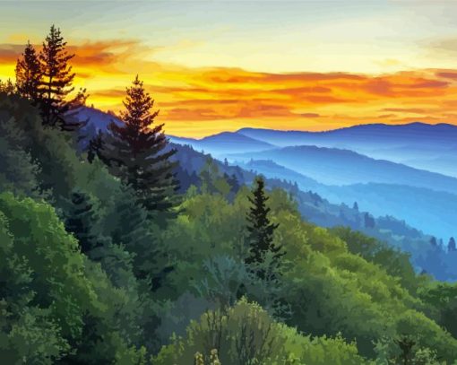 Gatlinburg Landscape paint by number