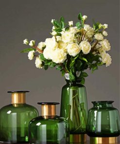Green Vase With Flowers paint by number
