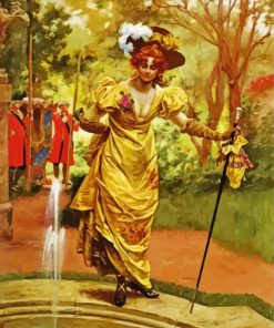 Lady And Goldfish Pond paint by number