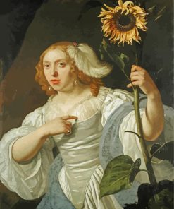 Lady With Sunflower Paint by number
