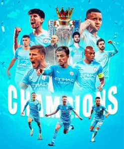 Manchester City Players Champions Poster paint by number