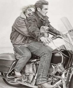 Marilyn And Dean On Motorcycle Paint by number