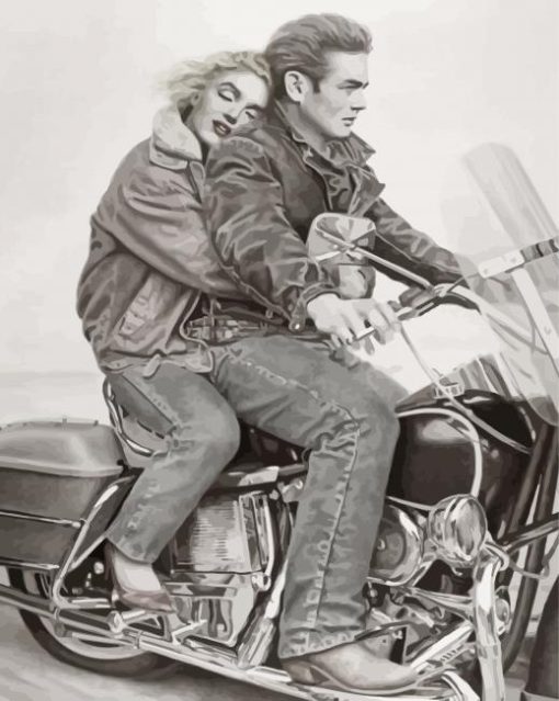 Marilyn And Dean On Motorcycle Paint by number