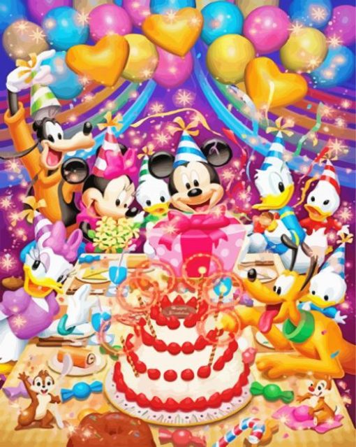 Minnie Mouse Birthday Celebration paint by number