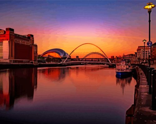 Newcastle Upon Tyne At Sunset paint by number