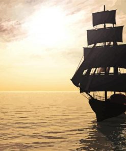 Pirate Ship In Water Silhouette paint by number