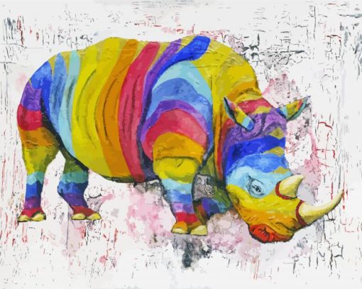 Rainbow Rhino paint by number