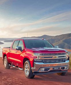 Red Chevrolet Silverado paint by number