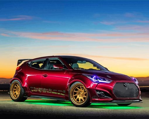 Red Hyundai Veloster paint by number