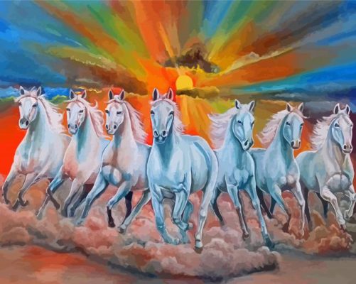 Seven Horses Art Paint by number