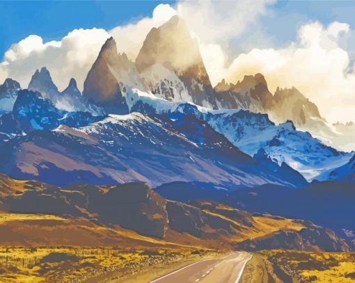 South American Fitz Roy Mountain paint by number