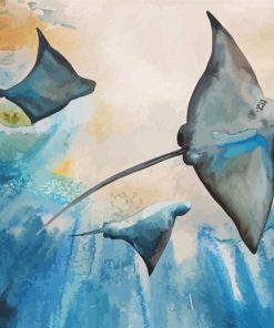 Spotted Eagle Ray Fish Underwater paint by number