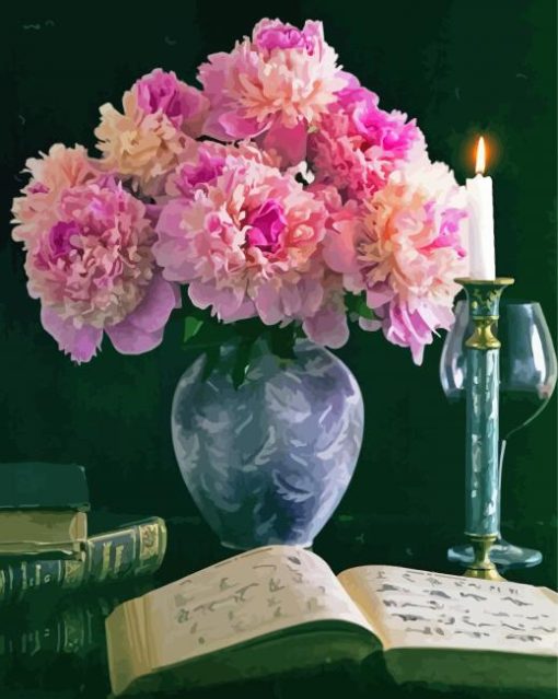 Still Life With Peonies Flowers paint by number