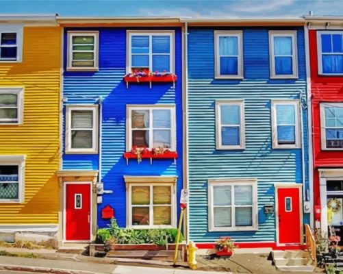 The Jellybean Houses Newfoundland paint by number