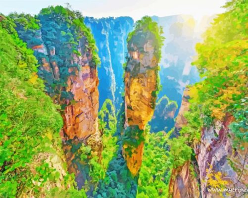 Tianzi Mountain Hunan Province paint by number