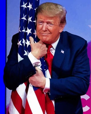 Trump And Flag Patriotic paint by number