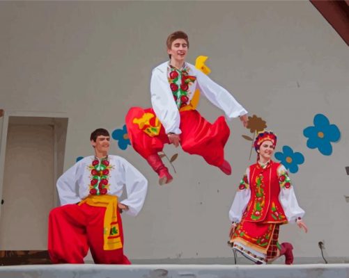 Ukrainian Dancers Team paint by number