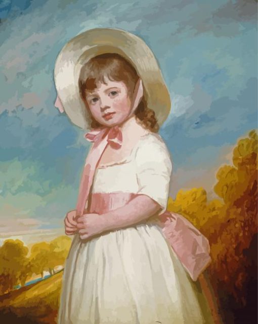 Victorian Child With Straw Hat paint by number