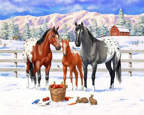 Winter Horses Paint by number