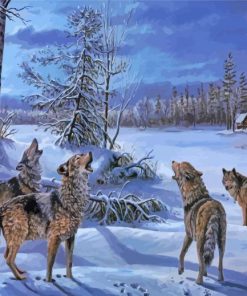 Wintry Wolves Animals paint by number