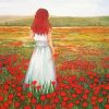 Woman And Poppies Field paint by number