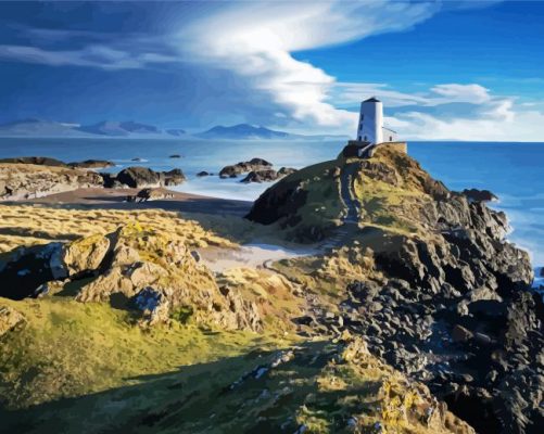 Ynys Llanddwyn Wales paint by number