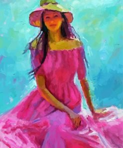 Abstract Pink Lady In Dress Paint by number