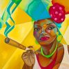 Abstract Woman Smoking Cuban Cigar paint by number