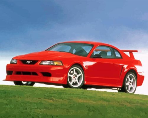 Aesthetic 2000 Red Mustang Car paint by number